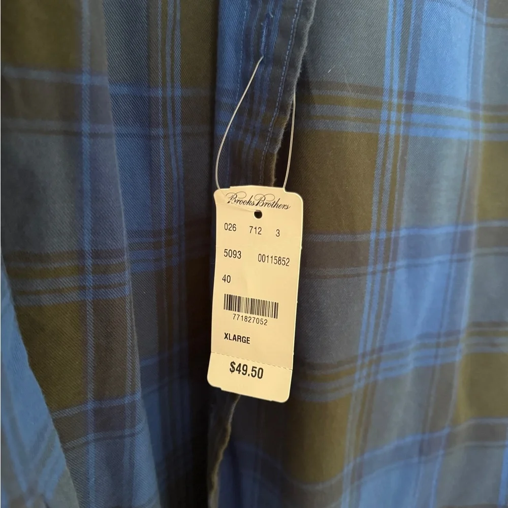 NWT Brooks Brothers Boys Black & Blue Plaid Flannel
